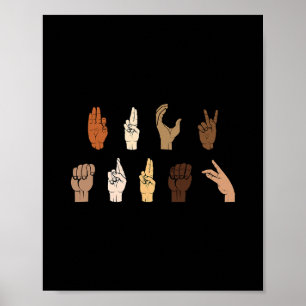 Póster Lenguaje de señas Asl Blm anti-Trump sutil