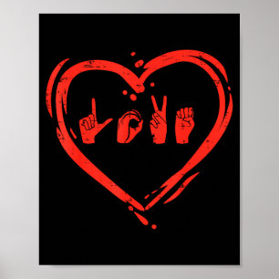 Póster Lenguaje de señas de mano de corazón de amor San V