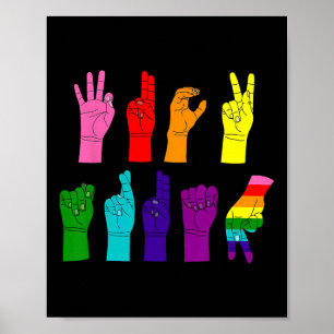 Póster Lenguaje de señas de Trump sutil anti Trump LGBTQ 