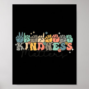 Póster Lenguaje de señas Groovy Kindness ASL dactilología
