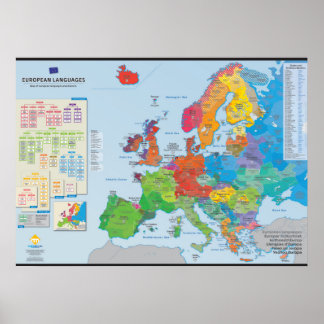 Póster "Lenguas europeas" : Carte des langues d'Europe