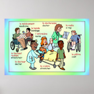 Póster Lenguas modernas, francés, en el hospital