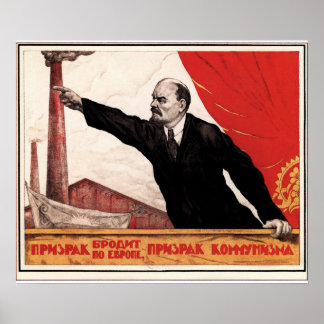 Póster Lenin vintage y Poster de Bandera Roja