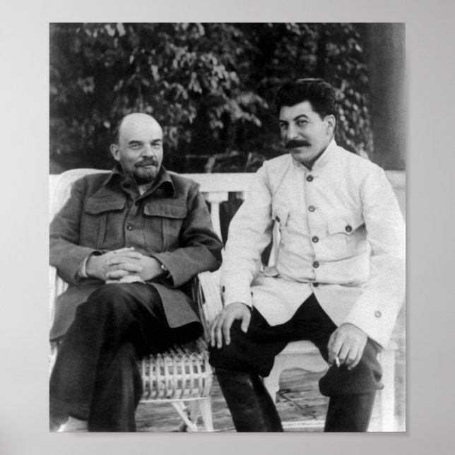 Póster Lenin y Joseph Stalin - Gorki - 1922 (Frente)