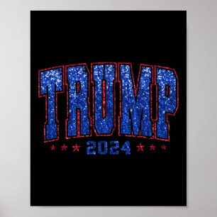 Póster Lentejuelas Falsas Trump 2024 Presidente Haz Améri