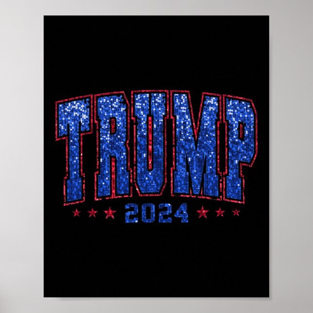 Póster Lentejuelas Falsas Trump 2024 Presidente Haz Améri (Frente)