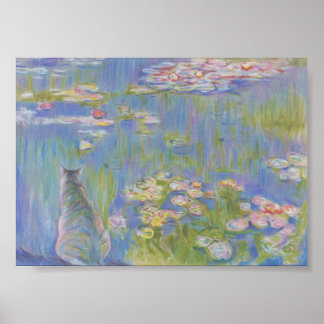 Póster Lentira de agua y gato Oscar-Claude Monet