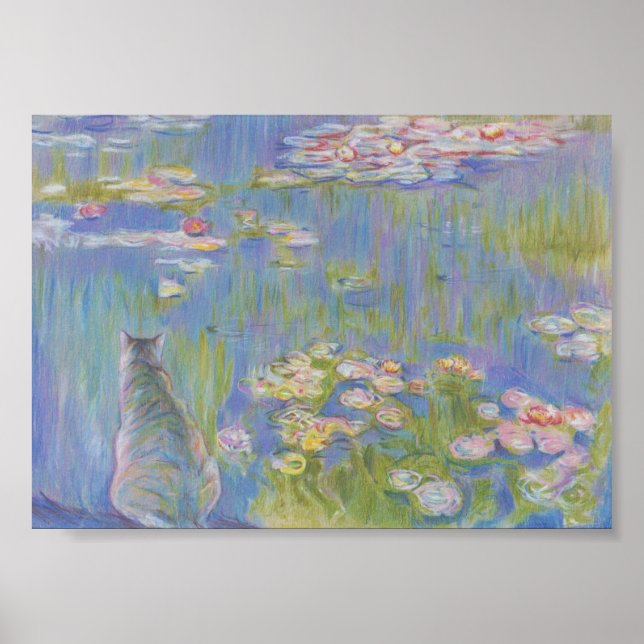 Póster Lentira de agua y gato Oscar-Claude Monet (Frente)
