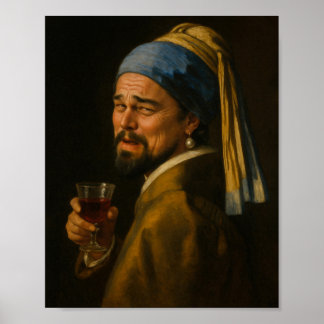 Póster Leo con una Perla Earring - Parodia del meme de ar