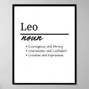 Póster Leo, definición de nombre personalizado del niño