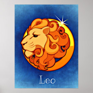Póster Leo en azul