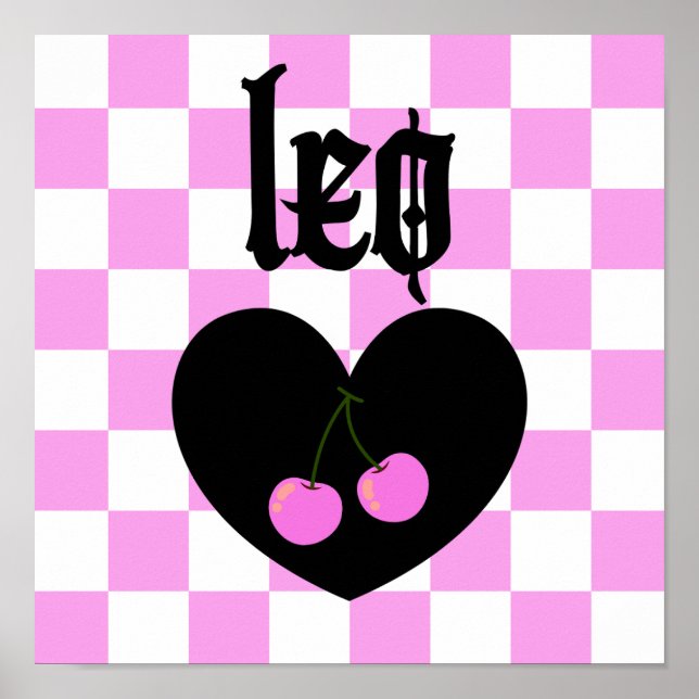 Póster Leo Gothic Aesthetic Checkered Cherry Art (Frente)