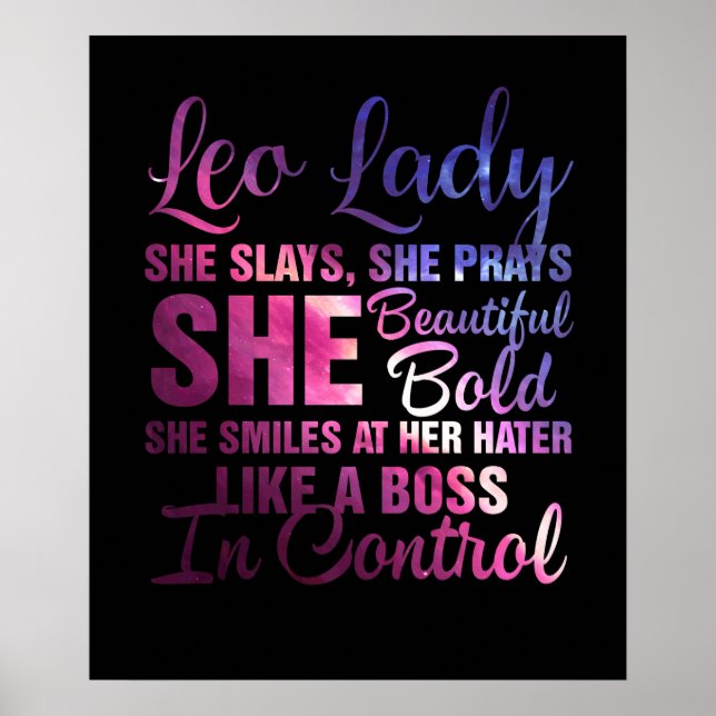 Póster Leo Lady Ella Pone Que Reza Bella Negrita Como Una (Frente)