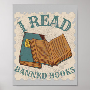 Póster leo libros prohibidos amante de libros antiguos