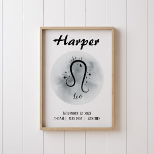 Póster Leo Personalizado Zodiaco Personalizado