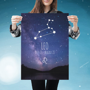 Póster Leo   Personalized Zodiac Constellation Poster