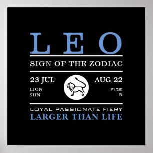 Póster Leo Sign of the Zodiac, Astrological Poster