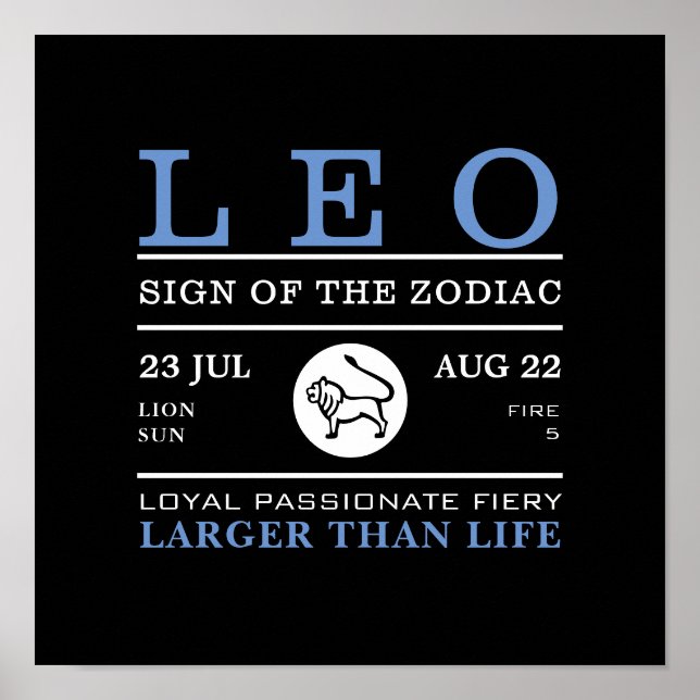 Póster Leo Sign of the Zodiac, Astrological Poster (Frente)
