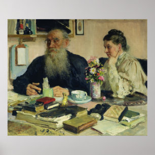 Póster Leo Tolstoy with his wife in Yasnaya Polyana