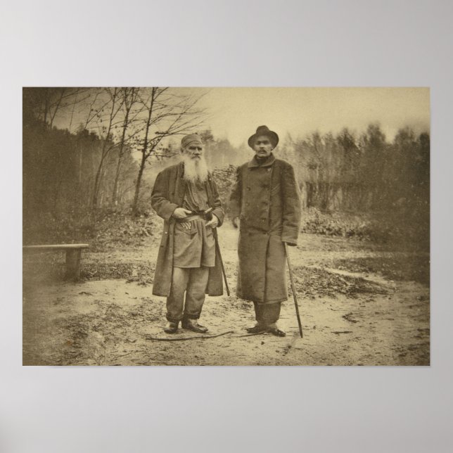 Póster Leo Tolstoy y el autor Maxim Gorky (Frente)