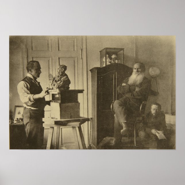 Póster Leo Tolstoy y el escultor Príncipe Paolo (Frente)