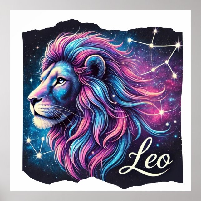 Póster Leo Zodiac Constellation Art Print (Frente)