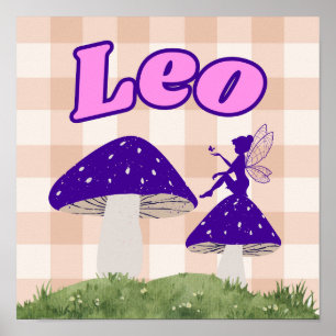 Póster Leo Zodiac Cottagecore Fairy Mushroom