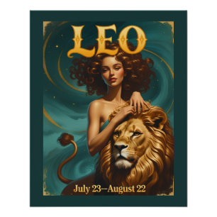Póster Leo Zodiac Julio Agosto León de cumpleaños