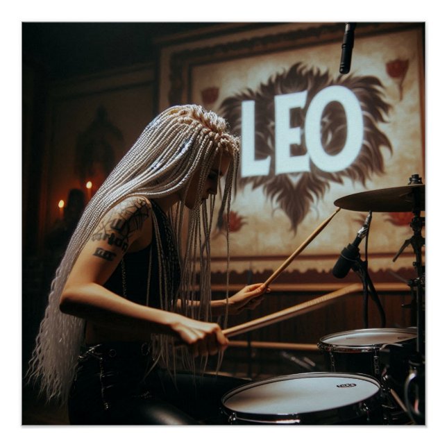 Póster Leo Zodiac Musician Drums (Anverso)
