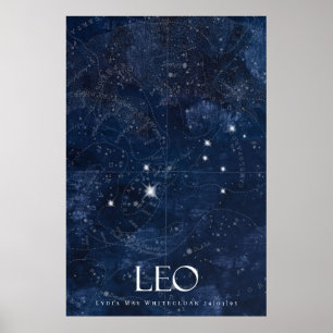 Póster Leo Zodiac Poster con nombre, signo estrella zodia