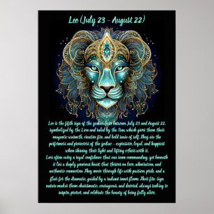Póster Leo Zodiaco – Fuerza Radiante y Majestad Solar