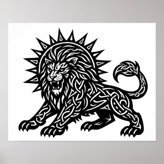 Póster Leo Zodíaco Sol‑Melena León | BurnsInHell (Frente)