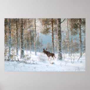 Póster Leodinovich: Alces en el bosque