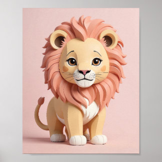 Póster León Adorable - Safari Animal Nursery Wall Art par
