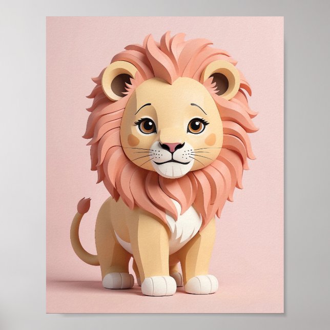 Póster León Adorable - Safari Animal Nursery Wall Art par (Frente)