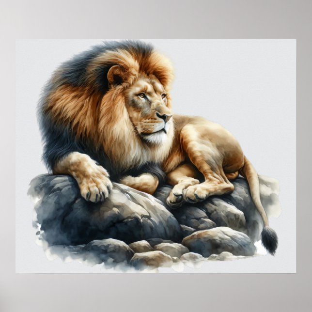 Póster León africano en acuarela (Frente)