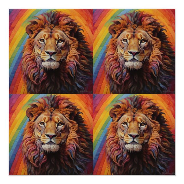 Póster león arcoiris (Anverso)