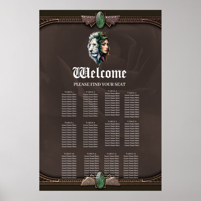 Póster León blanco y mujer (Frente)