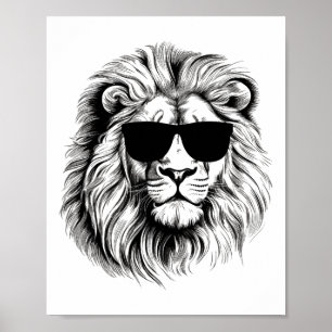 Póster León Colorido Y Gracioso En Las Sungueras Para Los