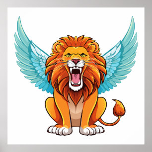 Póster León con alas