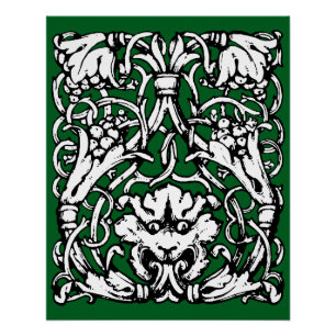 Póster León con entrelazado de principios del siglo XX