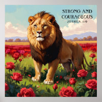 León confiado en la pintura de la fe en el campo d