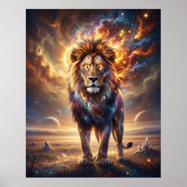 Póster León Cósmico Rey Estelar