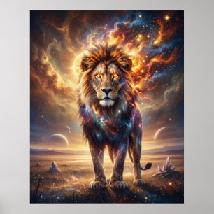 Póster León Cósmico Rey Estelar