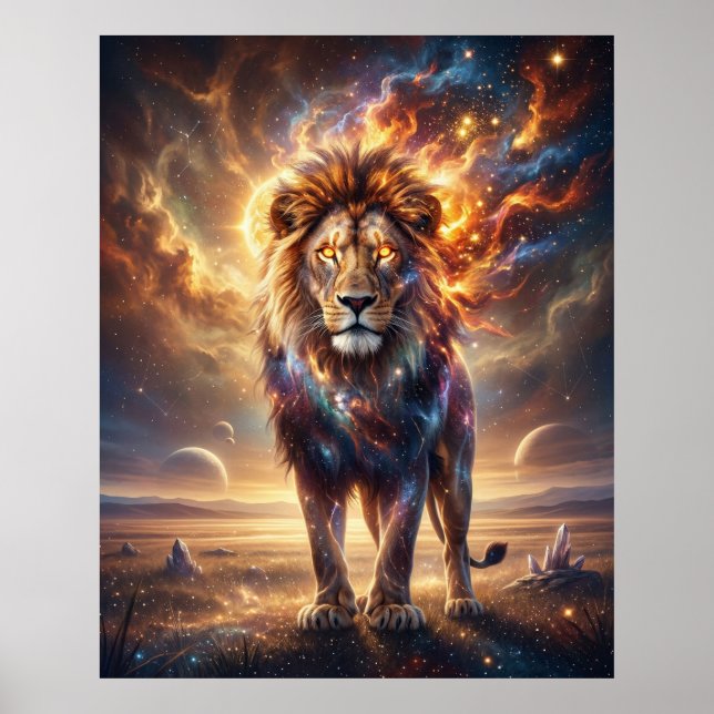 Póster León Cósmico Rey Estelar (Frente)