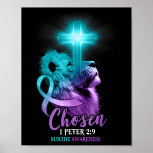 Póster León cristiano cruza la biblia religiosa versus su