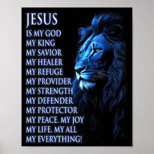 Póster León Cristiano Jesús Es Mi Rey, Dios, Señor, Y Sa