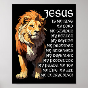 Póster León Cristiano Jesús Es Mi Rey, Dios, Señor, Y Sa