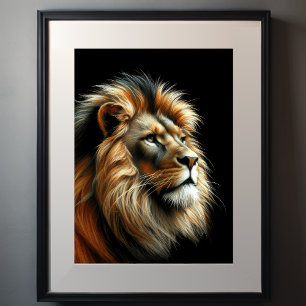 Póster León de dibujo de pasto duro