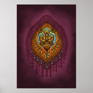 Póster León de espíritu real   Ornate Tribal Mandala Roar